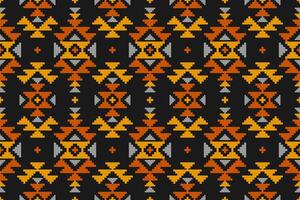 Ethnic Aztec pattern art. Geometric seamless pattern in tribal, folk embroidery, and Mexican style. Design for background, wallpaper, illustration, textile, fabric, clothing, carpet. vector