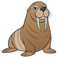 Walrus flat style illustration vector