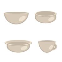 Empty bowls and pots collection. Hand drawn dishes set. Simple doodle illustration isolated on white background. vector