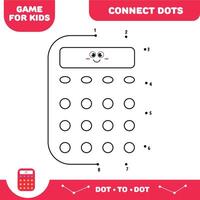 Calculator character. Connect dots for kids. Dot to dot educational game. Activity worksheet. Illustration. vector