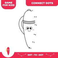 Connect dots for kids. Dot to dot educational game. Activity worksheet. Ball pen vector