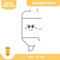 Marker highlighter character. Connect dots for kids. Dot to dot educational game. Activity worksheet vector