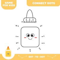 Connect dots for kids. Dot to dot educational game. Activity worksheet. Glue stick vector