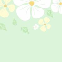 Light green and yellow nature flowers wallpaper, pattern art design. Abstractive background with flowers in soft green color design vector