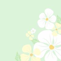 Abstractive background with flowers in soft green color design. Light green and yellow nature flowers wallpaper, pattern art design vector