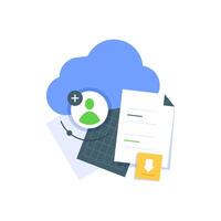 Cloud storage download ,Digital service or app with data transfering. Online computing technology vector