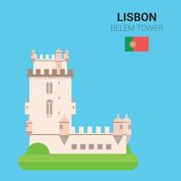 Monuments and landmarks Collection. Belem Tower. Lisbon, Portugal vector