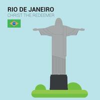 Monuments and landmarks Collection. Christ the Redeemer. Rio de Janeiro, Brazil. vector