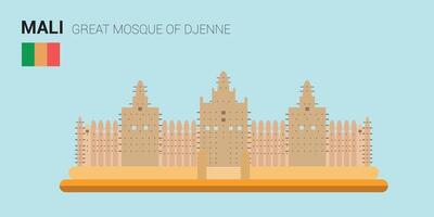 Monuments and landmarks Collection. Great Mosque of Djenne. Djenne, Mali vector