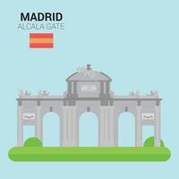 Monuments and landmarks Collection. Alcala Gate. Madrid, Spain vector