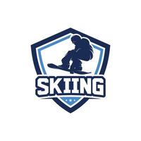 Skiing stylized symbol logo or emblem template vector