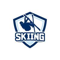 Skiing sport games badge logo design vector