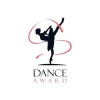 bailarina silueta logo con cinta logo diseño vector