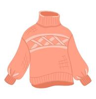 Winter knitted sweater in flat design. Cute wintertime wool pullover. illustration isolated. vector