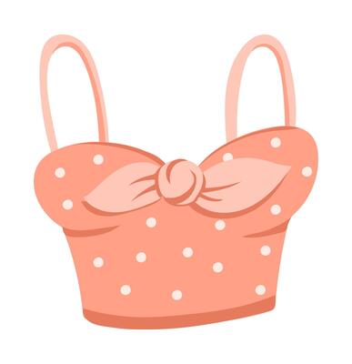 Summer woman crop top in flat design. Short pink female corset model. illustration isolated.