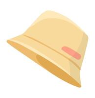 Summer panama hat in flat design. Casual man or kid head accessory model. illustration isolated. vector