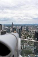 Frankfurt am Main, Germany, August 08, 2023. View to skyline of Frankfurt from Maintower in Frankfurt, Germany. photo