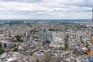 Frankfurt am Main, Germany, August 08, 2023. View to skyline of Frankfurt from Maintower in Frankfurt, Germany. photo