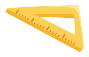 Triangle ruler in flat design. School stationery and measure tool. illustration isolated. vector