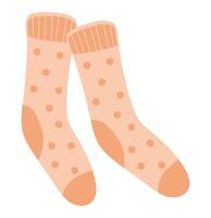 Cute warm socks in flat design. Autumn or spring knitted wool stockings. illustration isolated. vector