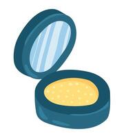 Compact powder or highlighter in flat design. Cosmetic beauty makeup product. illustration isolated. vector