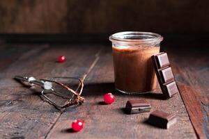 Chocolate mousse and chocolate photo