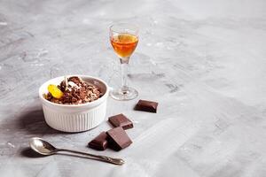 Chocolate mousse and tangerine liqueur photo