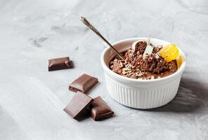 Chocolate mousse and chocolate photo