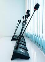 The modern microphone row for conference time. photo