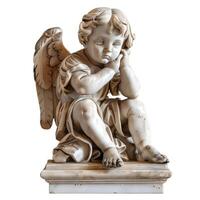 White marble statue of a cute angel photo