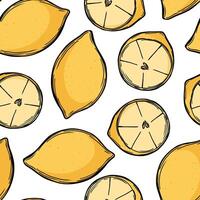 Seamless background with lemon fruit vector