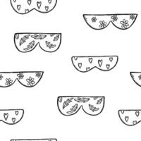 Seamless pattern with doodle sleeping mask vector