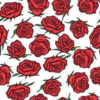 Seamless pattern with red rose flower vector