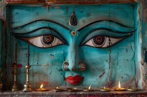 On the wall, strange Indian eye pattern Keyw photo