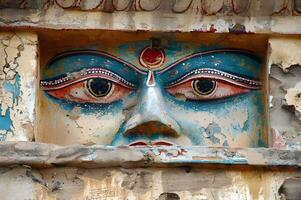 On the wall, strange Indian eye pattern Keyw photo