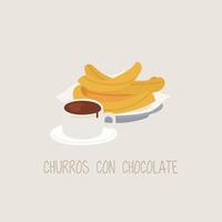 Churros with chocolate vector