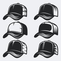 Trucker Hat Silhouette Set Silhouettes Bundle Collection vector