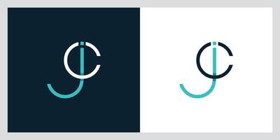 JC or CJ letter logo design template vector