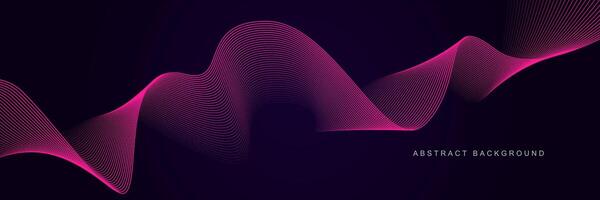 Dark purple abstract background with glowing waves. Shiny lines design element. Modern pink blue gradient flowing wave lines. Futuristic technology concept. illustration vector