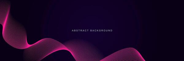 Dark purple abstract background with glowing waves. Shiny lines design element. Modern pink blue gradient flowing wave lines. Futuristic technology concept. illustration vector