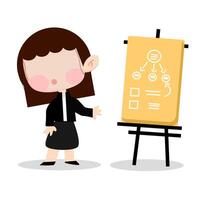 Business women chibi version with board vector