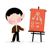 Business man chibi version with board vector