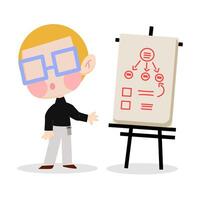 Business man chibi version with board vector