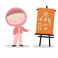 Business women chibi version with board vector