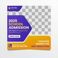 School admission social media post and instagram post template vector