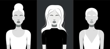 mujeres popular Arte póster minimalista pintar negro blanco color plano vector