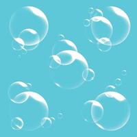 Transparent liquid shapes with light refraction with rainbow gradient imitating soap bubbles vector