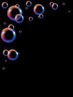 black Vertical background, banner with soap bubbles vector