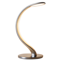 Modern curved LED desk lamp with elegant design on transparent background png