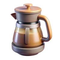 A coffee pot sits with its lid closed against a plain white background png